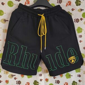 Rhude x Lamborghini Drawstring Mens Sports Shorts Black